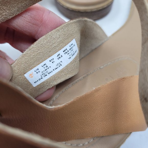 Womens Timberland Grey Tan Ankle Strap Leather Flat Peep Toe Sandals Size 9.5 - Picture 4 of 9